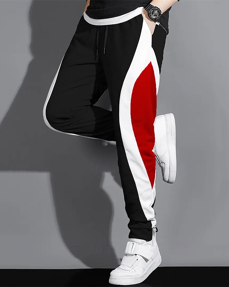 Ανδρικά Αθλητικές Φόρμες Τζόγκκερ Παντελόνια Κορδόνι Τσέπη Ελαστική μέση Συνδυασμός Χρωμάτων Γράμμα Άνεση Υπαίθρια Αθλήματα Καθημερινά Μοντέρνα Καθημερινό Μαύρο Γκρίζο Μικροελαστικό 2026 - $21.99 –P10