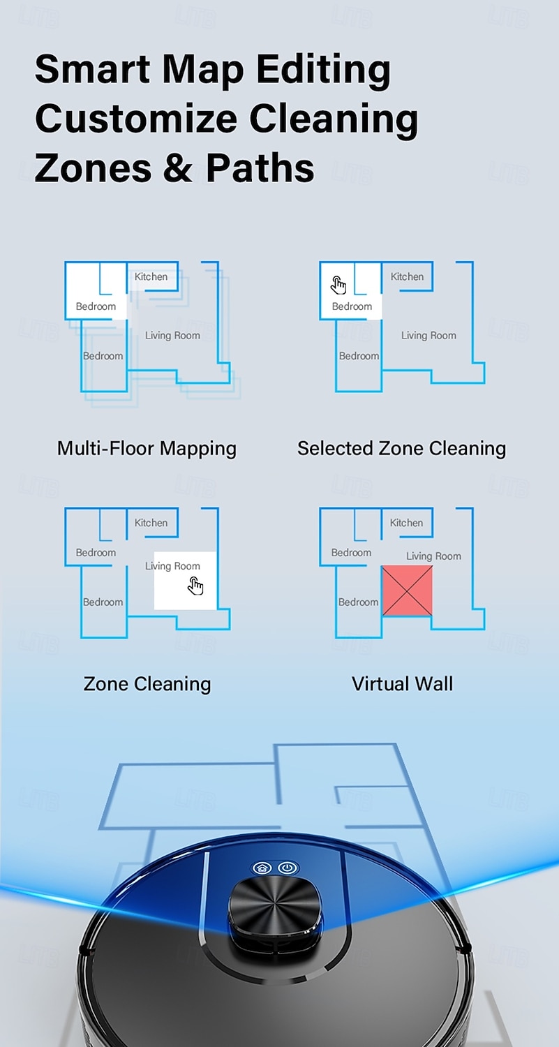 Sweeping and Mopping Robot Combo with LiDAR Navigation APP Operation Smart Mapping No-Mop Zones and Invisible Wall Settings Auto Charging Long-Lasting Battery Life 3500Pa Powerful Suction 2025 - $217.49 –P13