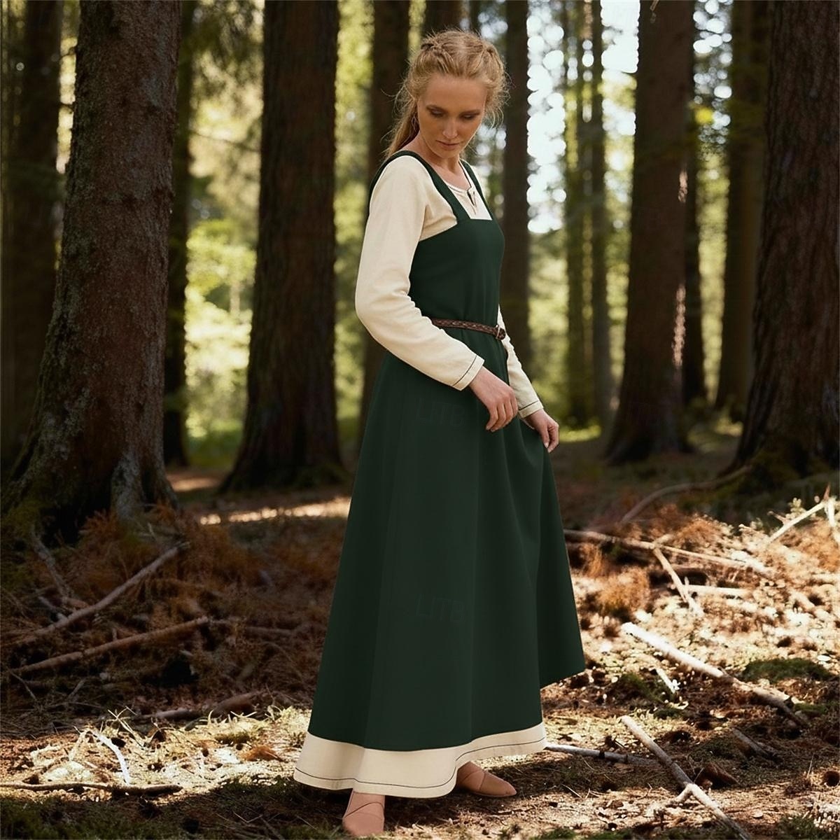 γυναικεία μεσαιωνική ποδιά βίκινγκ φόρεμα με δεμένη πλάτη τουνίκ σετ φόρεμα 2 τμχ για larp ren faire αποκριάτικο φόρεμα για πάρτι της αναγέννησης 2026 - $77.99 –P12