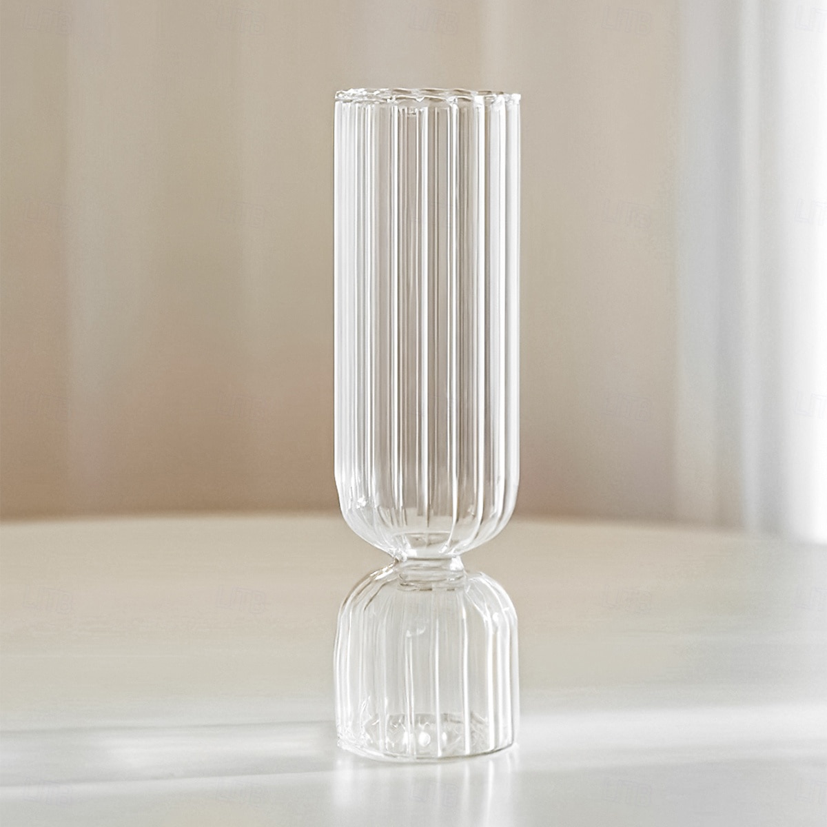1 шт. Современная и простая декоративная ваза в полоску, прозрачное стекло, гидропонная цветочная композиция, небольшая цветочная ваза для гостиной, обеденного стола, подходит для семейного обеденного 2026 - $13.49 –P4