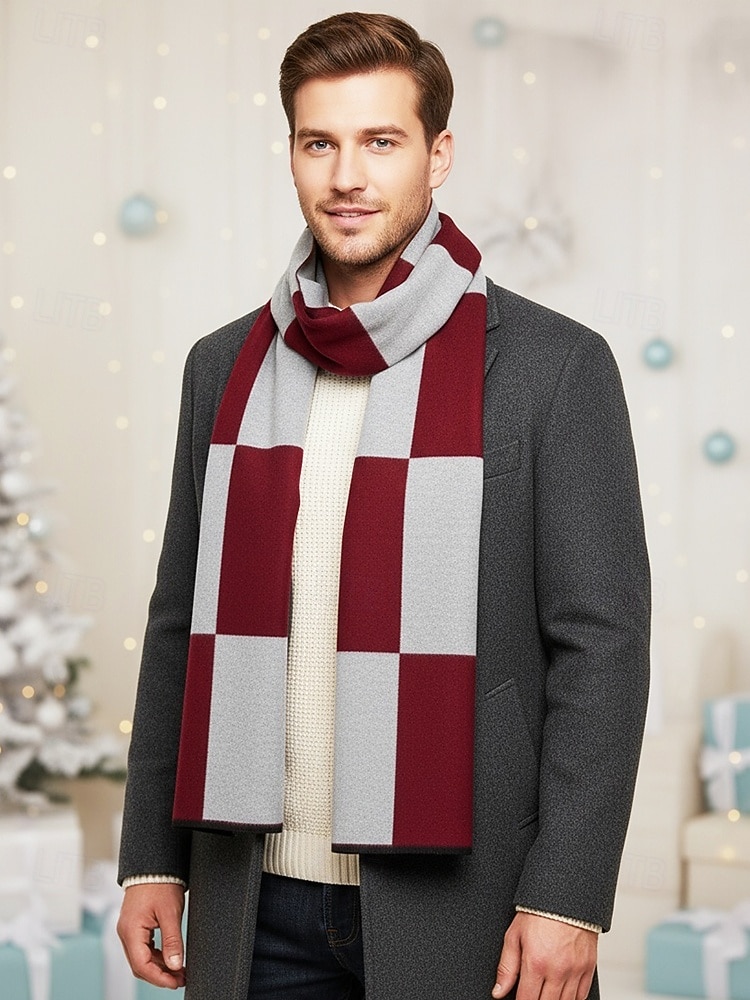sciarpa scozzese natalizia da uomo, materiale in poliestere, vari colori, perfetta per la moda invernale e come regalo per le feste del 2026 a $14.99 –P1