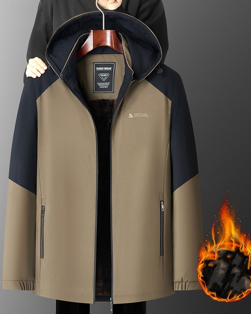 Herren Softshelljacke Wanderjacke Fleecejacke Thermojacke Winter Draussen Patchwork Thermik Winddicht Oberteil Dunkelgrau Khaki 2025 - $46.99 –P3