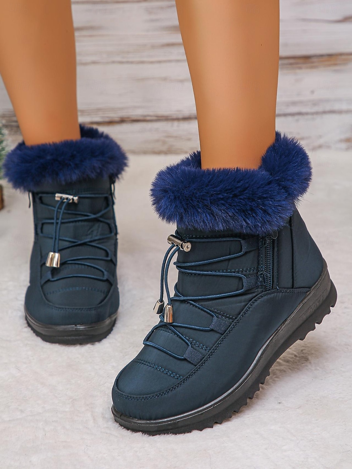 wasserdichte Schneestiefel für Damen mit Kunstfellfutter – Winterstiefel zum Schnüren mit Reißverschluss und verstellbaren Schnürsenkeln, in mehreren Farben erhältlich 2026 - $34.99 –P12