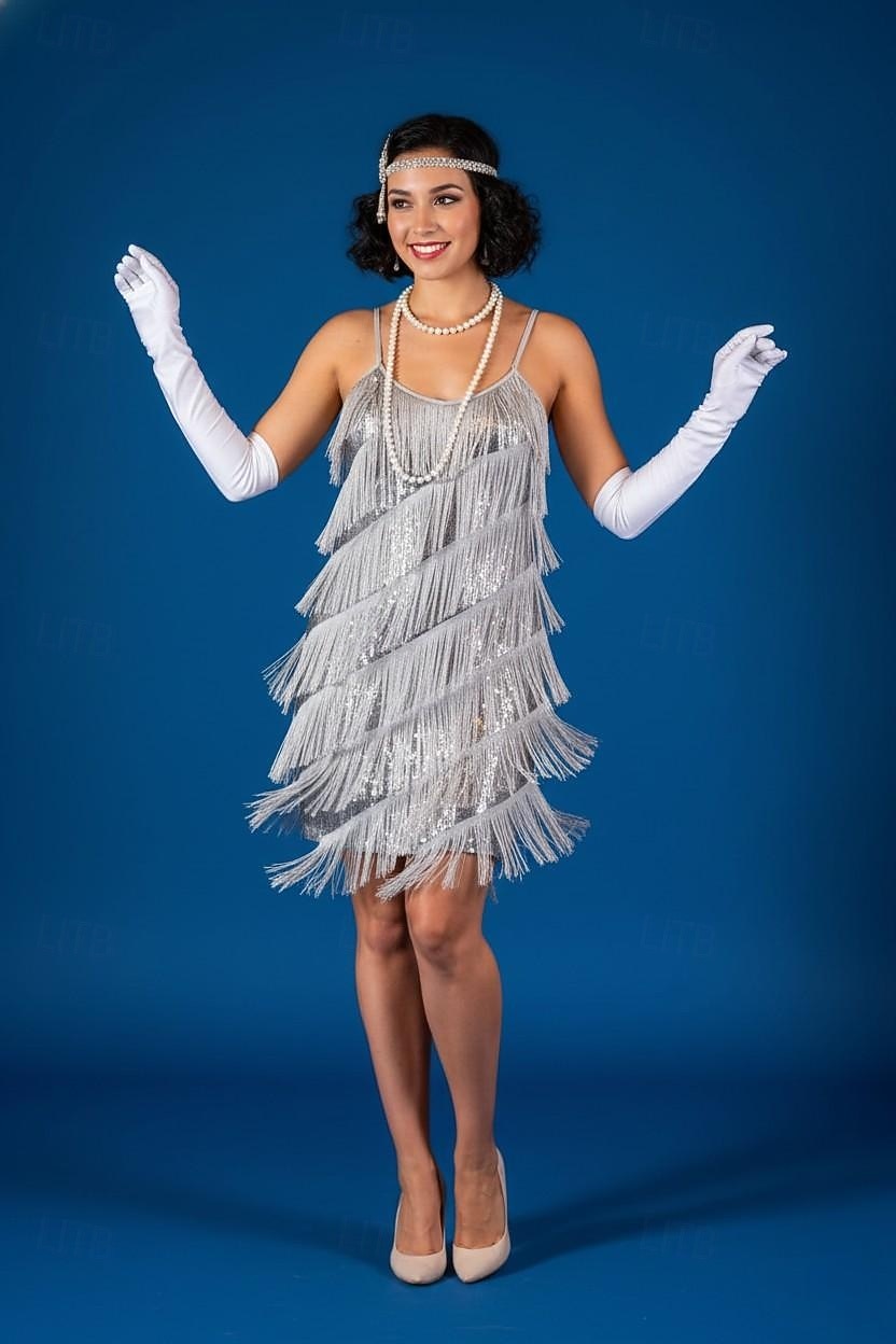 Roaring 20s 1920s Knee Length Flapper Dress Sleeveless The Great Gatsby Sequins Fringe Scoop Neck Fancy Dress Women's Christmas Carnival speakeasy Masquerade Retro Theme Party Adults' Dress 2026 - $38.99 –P5