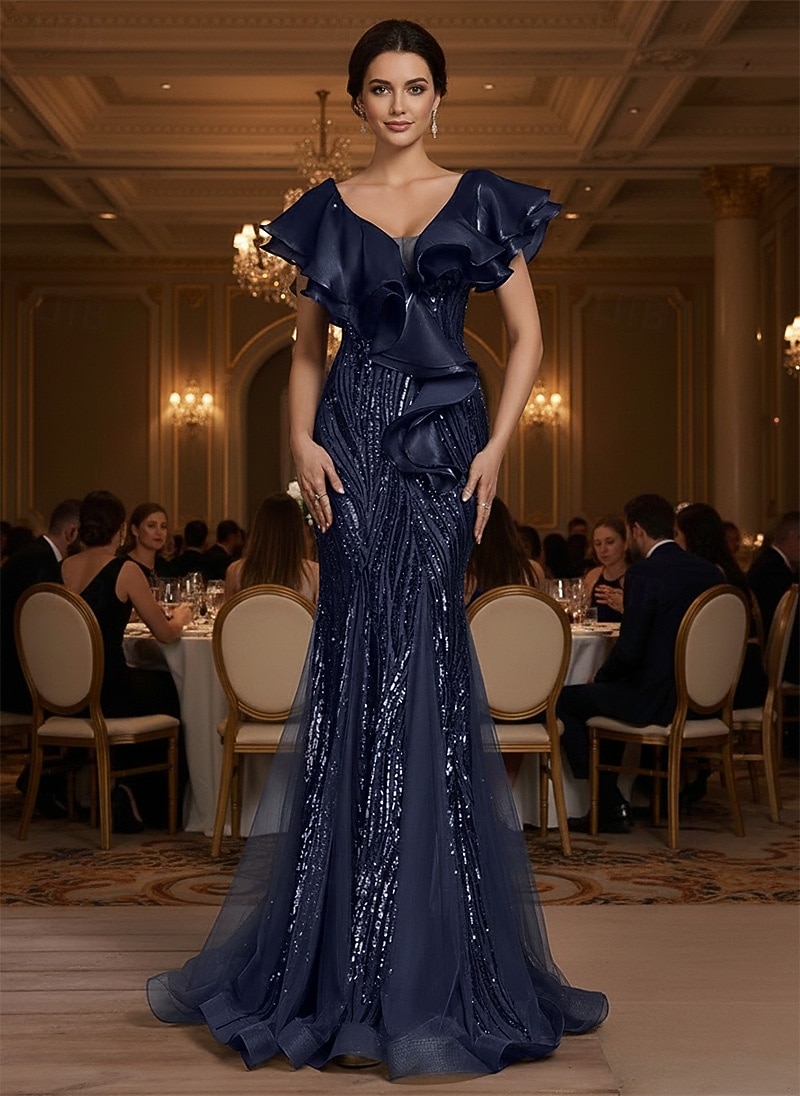 Mermaid Trumpet Floor Length Beaded Eembroidered Formal Dresses Mother of the Bride Dress Prom Dresses Evening Gown Quinceanera Dresses Ball Gown Elegant Sleeveless V Neck Prom Evening Party Lace 2026 - $206.99 –P5