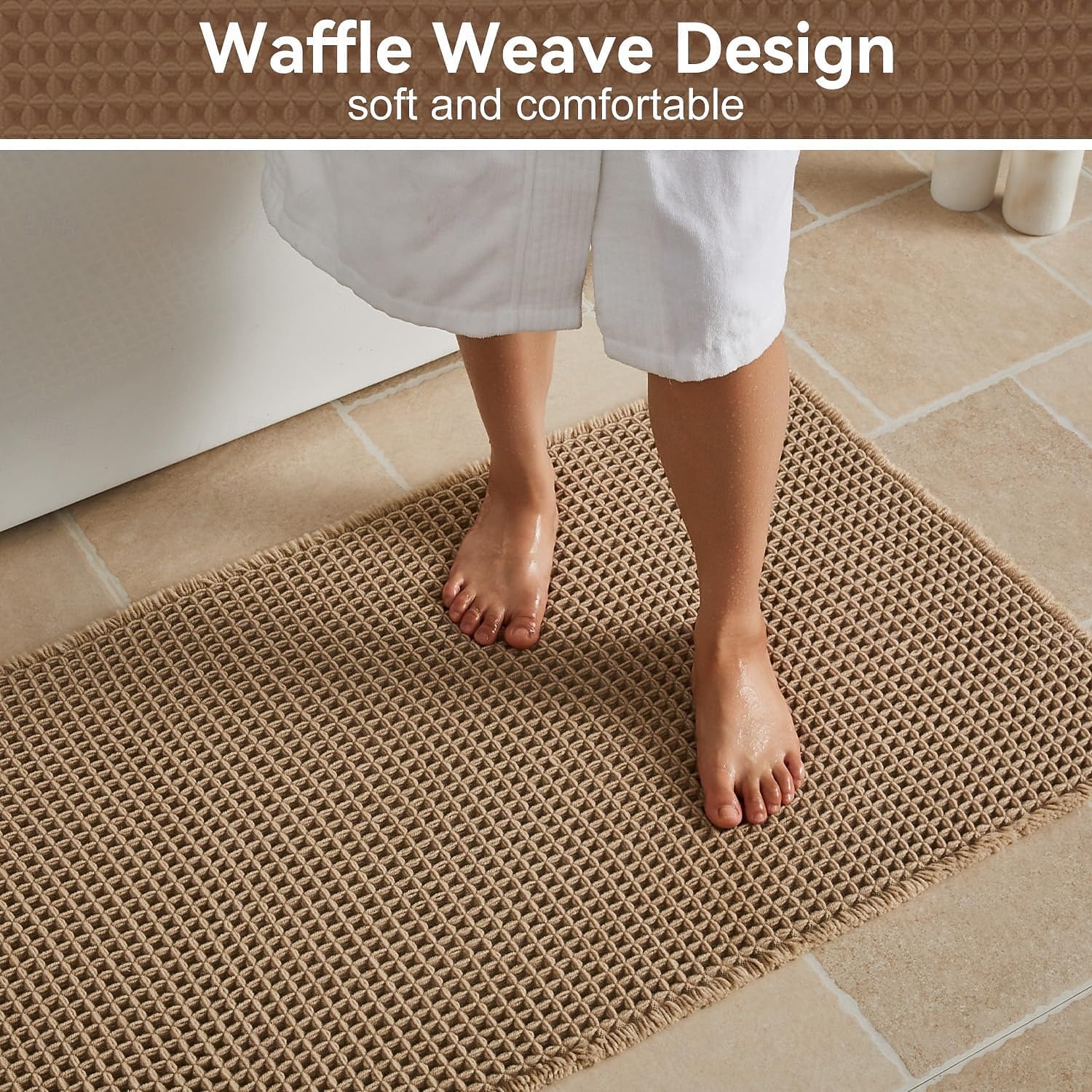 Alfombra de baño tipo gofre, alfombras de baño bohemias antideslizantes y lavables, ultrasuaves, súper absorbentes y de secado rápido, decoración rústica para el baño 2026 - kr.148 –P3