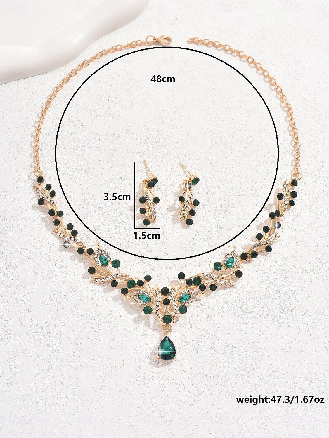 damski komplet biżuterii z czerwonymi kryształkami, elegancki naszyjnik i kolczyki z kryształkami ze złotymi zdobieniami, idealny na imprezy i wesela &wieczorne wydarzenia 2026 - $14.99 –P1