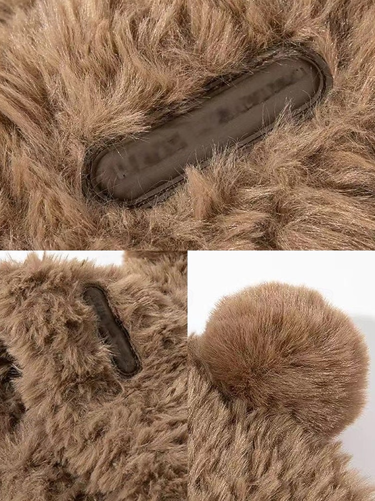 Damska świąteczna czapka nausznik z futerkiem w kształcie misia, wielofunkcyjne, przytulne, zimowe nakrycie głowy z pomponami, stylowy i ciepły dodatek świąteczny 2026 - $9.99 –P6