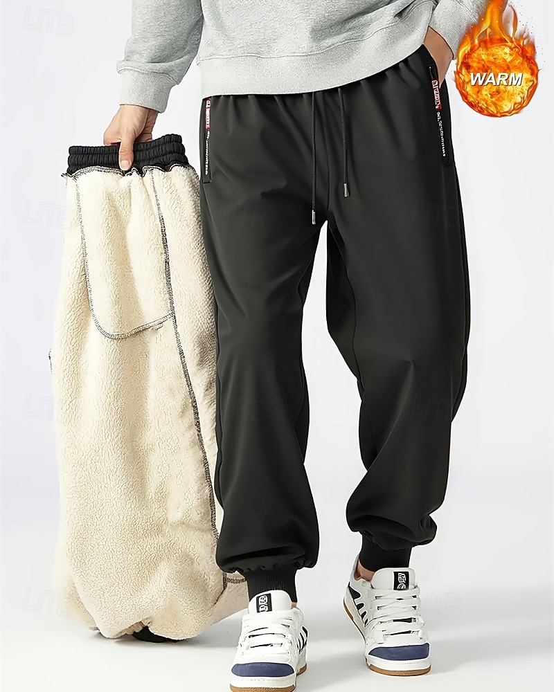 Voor heren Joggingbroeken Fleece broek Jogger Broek Winter broek Trekkoord Zak Elastische taille Effen Comfort Warm Buitensporten Dagelijks Modieus Casual Zwart Blauw Micro-elastisch 2026 - $20.99 –P1