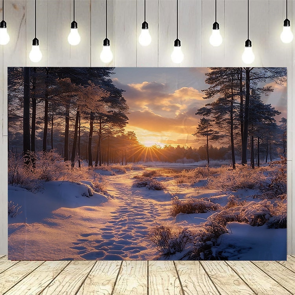 Vinterskog, solskinn, snølandskap, stor veggdekorasjon, fotobakgrunnsstoff, hjemmeinnredning til soverom, stue eller kontor 2026 - $16.99 –P6