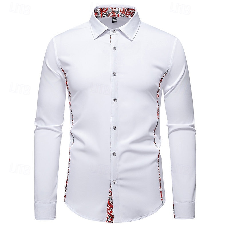 Herren Hemd Freizeithemd Knopfhemd Schwarz Weiß Blau Grün Langarm Paisley-Muster Einfach Revers Urlaub Lässig Farbblock Bekleidung Mode Lässig 2025 - $27.99 –P3