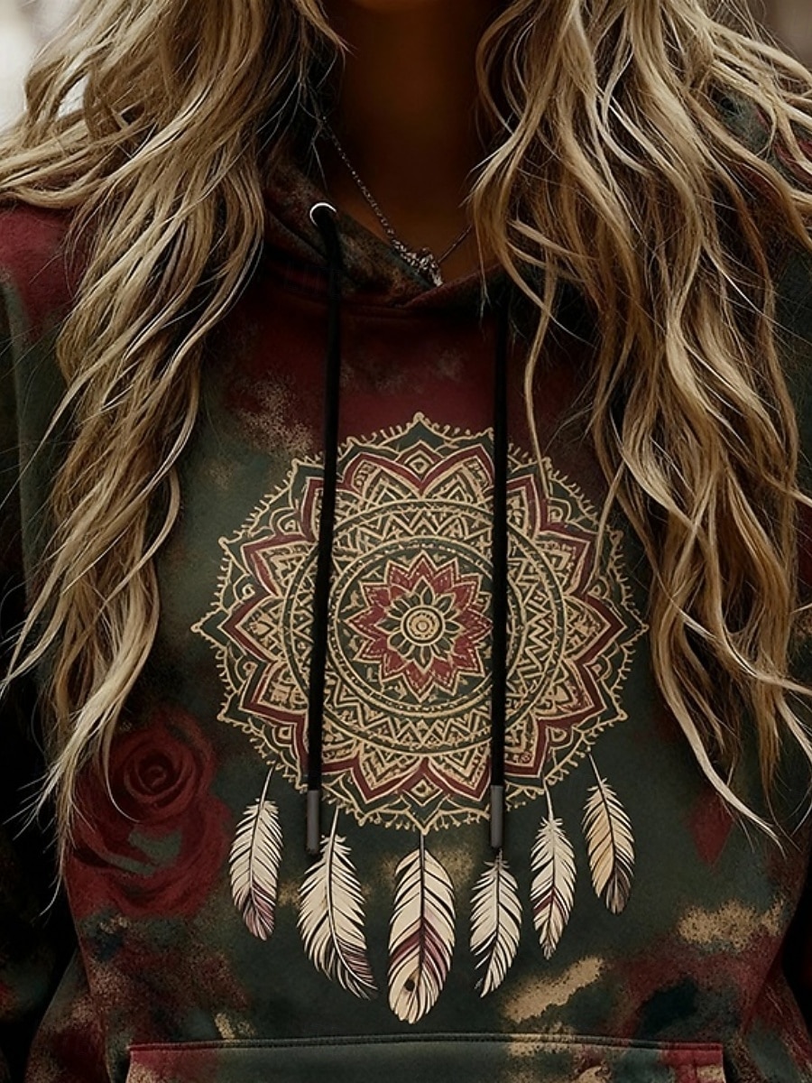 Mujer Pullover Sudaderas Correa Bolsillo Estampado Graphic Vintage Ropa de calle Casual Manga Larga Con Capucha Tops regulares Casual Uso Diario Deportes Verde Trébol Primavera Otoño 2026 - $33.99 –P2