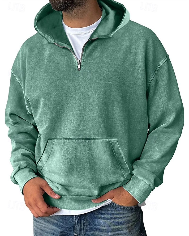 Homme Sweat à capuche Sweat à capuche quart zippé Noir Vin Vert Véronèse Bleu Violet À capuche Uni Avec Poches Sport & Loisir Quotidien Fête Polyester Streetwear Basique Occasionnel Printemps Automne de 2025 ? $26.99 –P6
