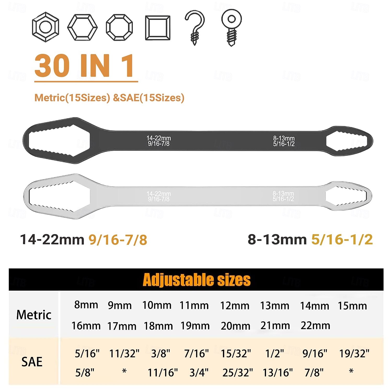 Universal Wrench Universal Adjustable Double-ended Wrench 8mm-22mm Self-Tightening lazy Wrench Repair Tools for Outdoor Riding Home Car Repair Tools Chrome Vanadium Steel 2026 - $9.99 –P4