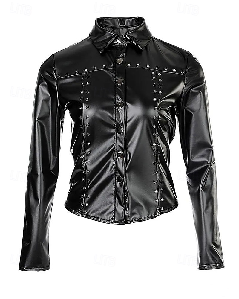 Per donna Giacca in Ecopelle Cappotto Invernale Caldo Confortevole Patchwork Bottoni Moda Casual Tinta unica Vacanza Streetwear Casuale Abbigliamento quotidiano Corto Regolare Collo ripiegato del 2026 a $45.99 –P2