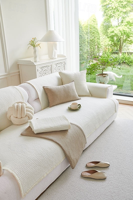 Poszewka na poduszkę na sofę w stylu nordyckim, całoroczny pokrowiec z bawełny, nowoczesna minimalistyczna antypoślizgowa podkładka na sofę, ochraniacz na sofę do salonu 2026 - $41.99 –P13