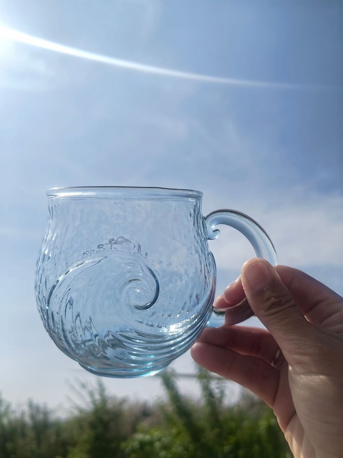 ספל גל זכוכית ים, כוס קפה מזכוכית גלי אוקיינוס בעבודת יד, כוס שתייה ססגונית בעבודת יד, מתנה ייחודית לחג המולד לנשים &גברים, מתנה לאוהבי חוף אוקיינוס 2026 - $21.99 –P4