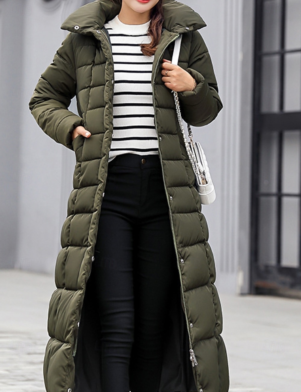 Dam Vinterkappa Dun Hoodiejacka Håller värmen Bekväm Dragkedja Ficka Aktiv Ledigt Slät Utomhus Semester Utekväll Helgen Lång Huva Normal Långärmad Ytterkläder Svart Vit Rubinrött Höst Vinter 2025 - $22.99 –P14