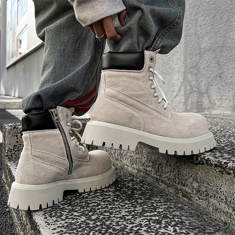 Ανδρικά χακί σουέτ μποτάκια εργασίας μέχρι τον αστράγαλο με στιβαρή σόλα και απαλή εσωτερική επένδυση, ελαφριά, casual μπότες εξωτερικού χώρου για φθινοπωρινή και χειμερινή χρήση. 2026 - $79.99 –P11