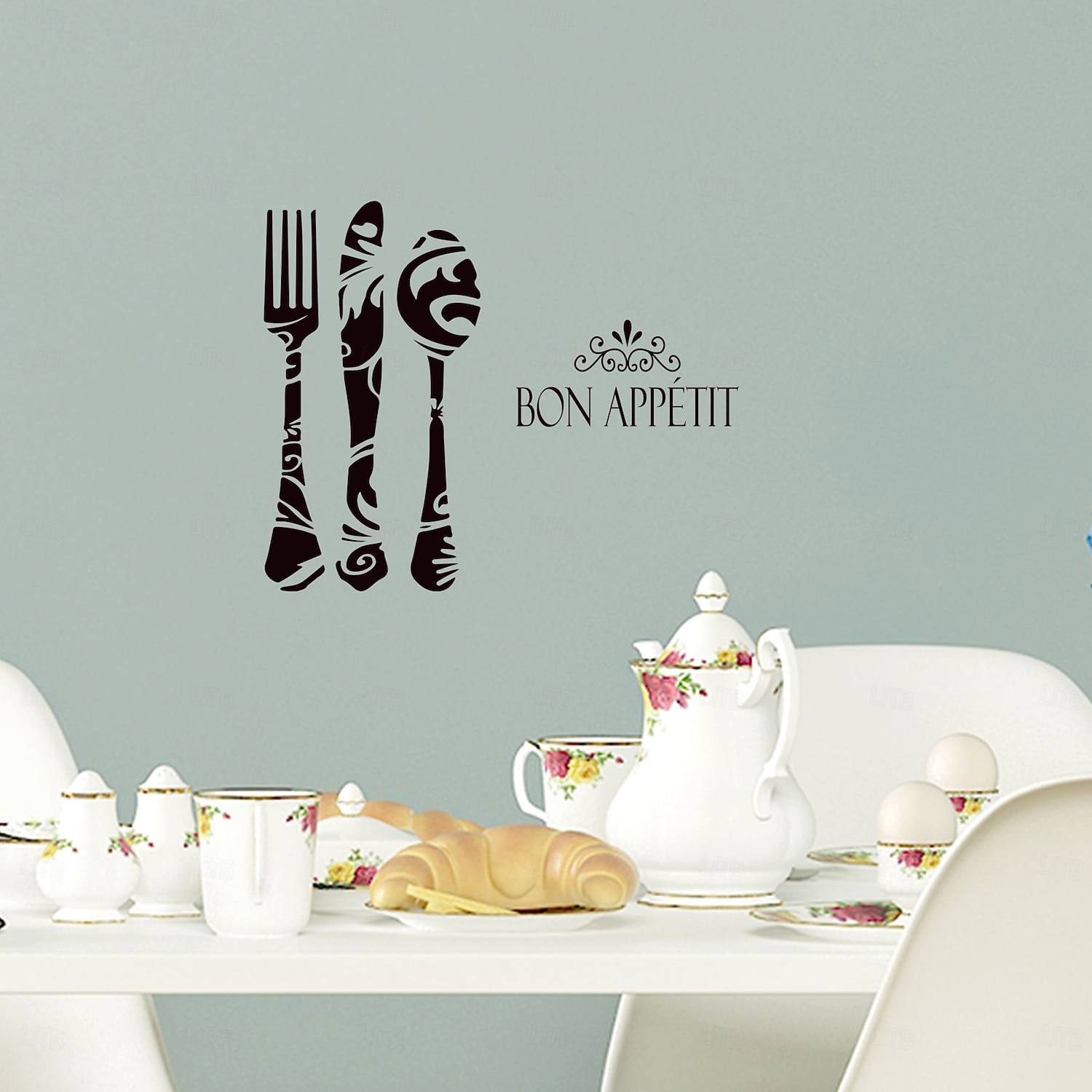 veitsi ja haarukka seinätarra bon design perhekeittiö inspiroiva lainaus irrotettava seinätarra ruokasaliin ravintolakeittiön seinän sisustus luova tausta koti koristeellinen taidetarvikkeet 2026 - $10.49 –P3