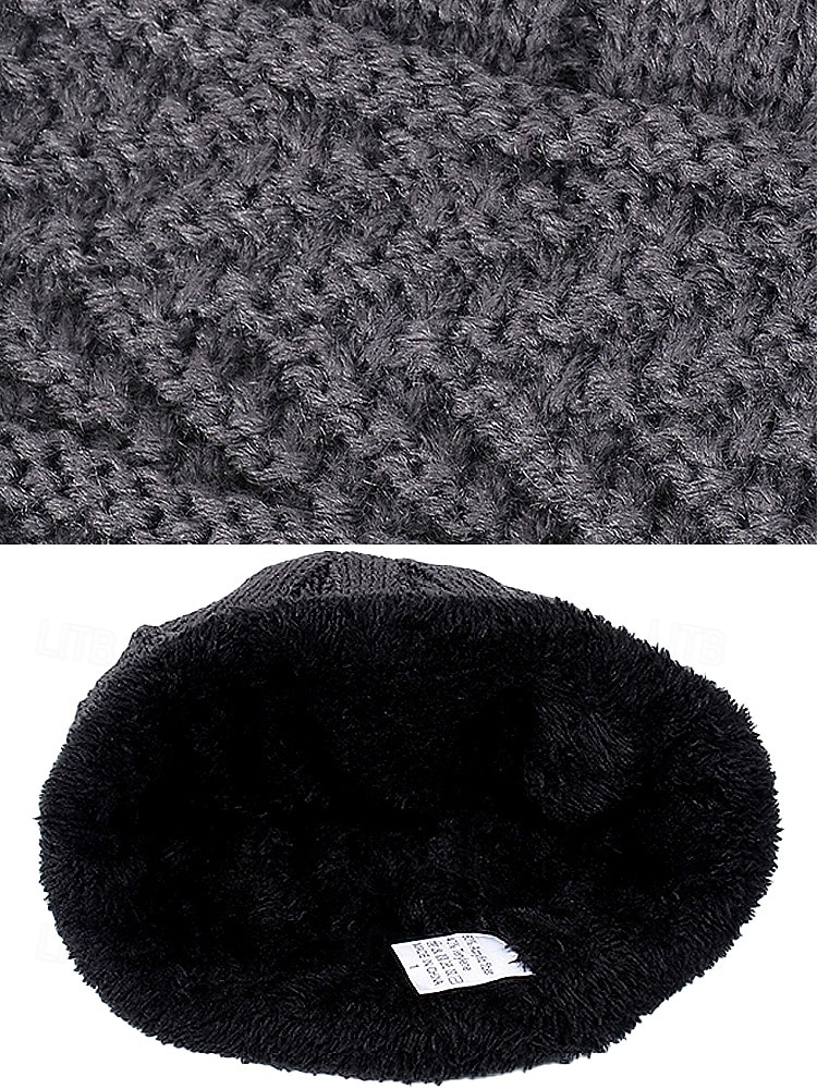 Unisex-Strickmütze und Halstuch-Set, zweiteilig, mit Fleece gefüttert, warm für den Winter, gemütliches Weihnachtsgeschenk für Outdoor-Sport, Skifahren und den Alltag 2025 - $14.99 –P9
