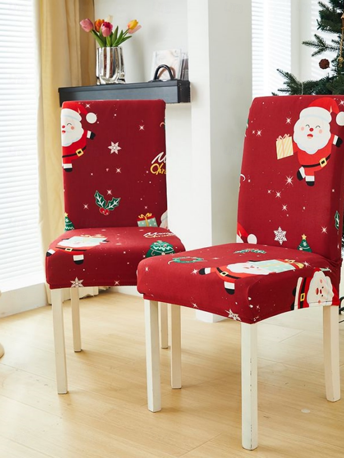 1/2/4PC/6PC Christmas Milk Silk Printed Chair Cover – Decorative, Anti-Slip & Dustproof Slipcover, Soft Stretch Fabric for All Seasons 2025 - $29.99 –P16