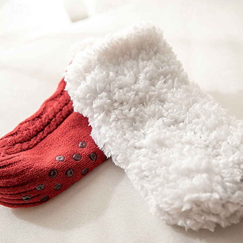 Men's 1 Pair Socks Sherpa Lined Socks Casual Socks Winter Socks Black Wine Color Plain Vacation Daily Knitted Warm Winter Fashion Casual 2026 - $8.99 –P13