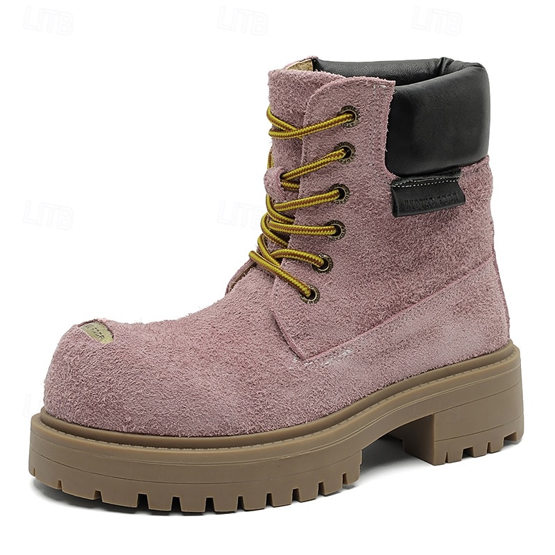 Per uomo Stivali Stivali da Lavoro Camminata Vintage Quotidiano PU Aumento Altezza Confortevole Stivali a Metà Polpaccio Allacciatura Tessuto almond Marrone scuro Nero Autunno Inverno del 2026 a $89.99 –P18