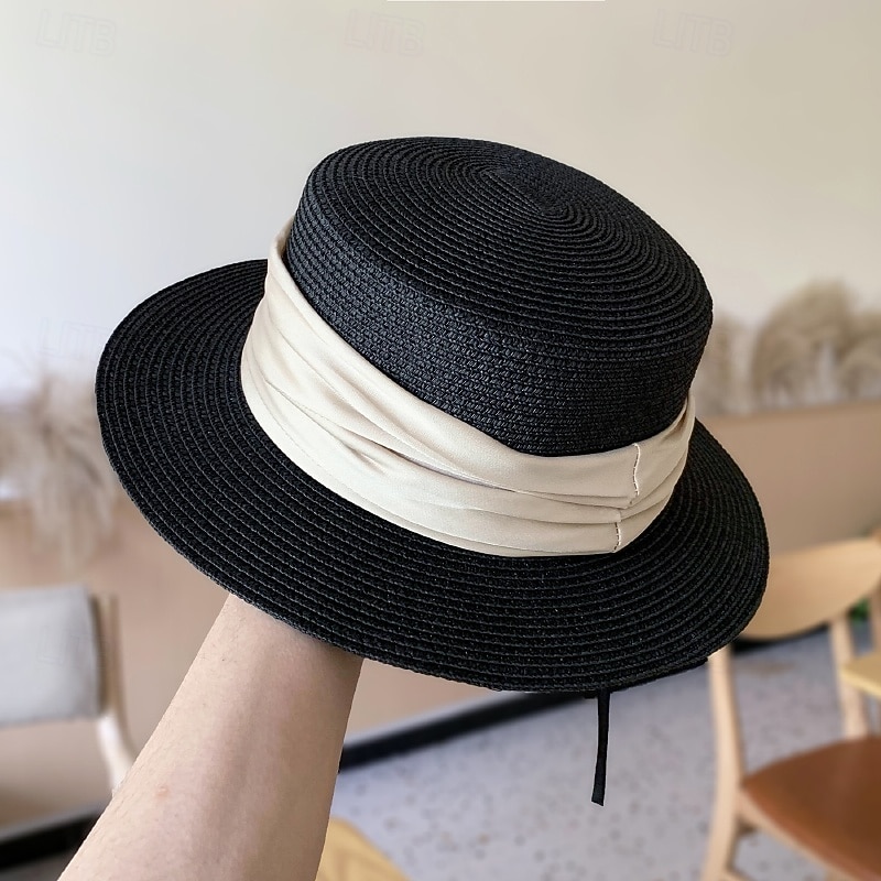 Καπέλα Πολυεστέρας Άχυρο Ψάθινο καπέλο Καπέλο ηλίου Γάμου Αργίες Πάρτι Τσαγιού Ιπποδρομία κοκτέιλ Κομψό Βίντατζ Αντιηλιακή Προστασία Με Κορδέλες Ακουστικό Καπέλα 2026 - $17.49 –P2