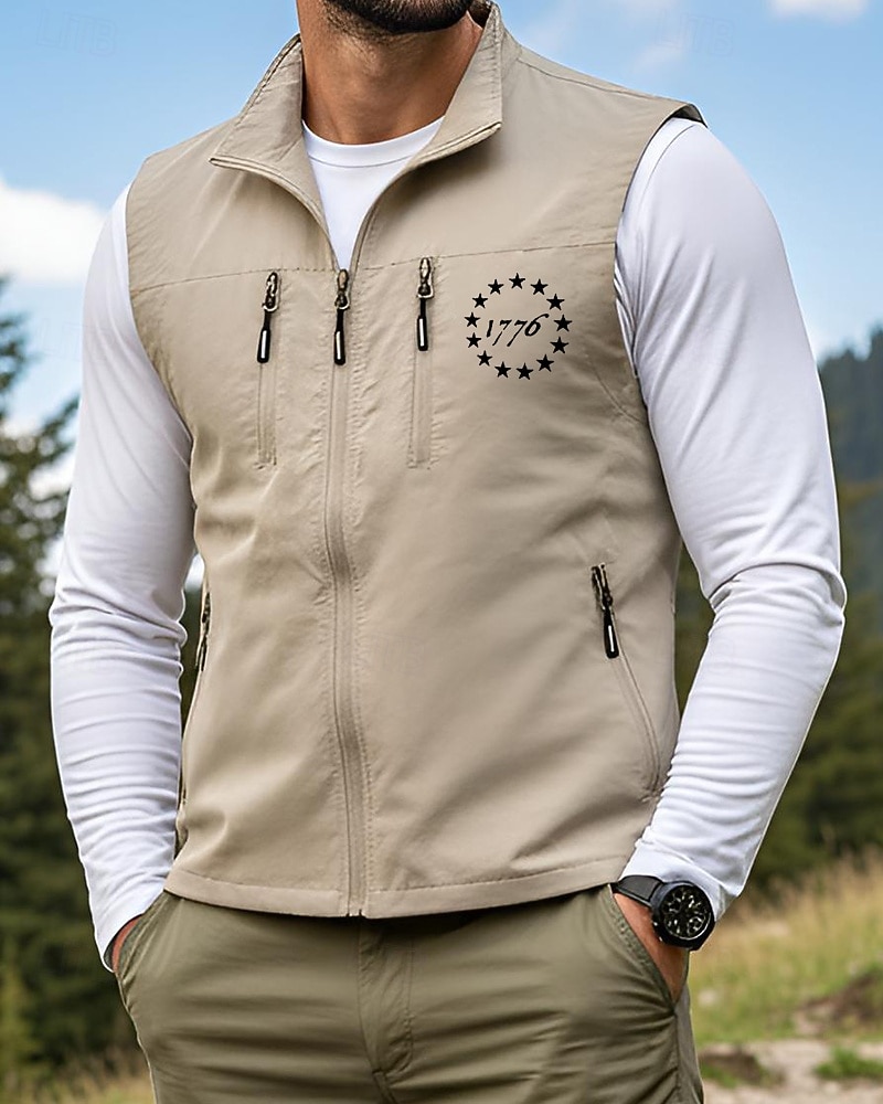 Per uomo Gilet Gilet da pesca All'aperto Quotidiano Moda Casual Primavera Autunno Cerniera Tasca Stampato Poliestere Confortevole Stella Numero Monopetto Un Bottone Collo alla coreana Vestibilit del 2026 a $35.99 –P4