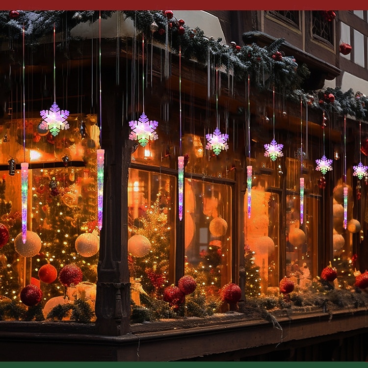 cônes de glace de Noël, flocons de neige, rideaux en fil de cuir, guirlande lumineuse, balcon du salon, porche, lumières de décoration d'ambiance de fête, télécommande 8 fonctions, alimentation USB de 2025 ? $17.99 –P8