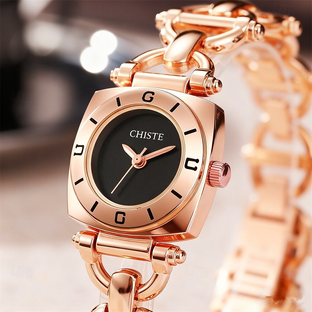 Muotitietoisen äitienpäivälahja naisten kello neliö yksinkertainen kellotaulu IPX7 vedenkestävä ruostumatonta terästä rannekello kvartsikello 2026 - $21.99 –P11