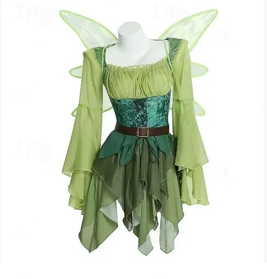 Retro vintage Middeleeuws Renaissance Jurken Vleugels Oren Elf Kostuum Dames Fantasie Halloween Carnaval Maskerade Prestatie Feest LARP Volwassenen Kleding Vleugels Oorbel 2026 - $66.99 –P1