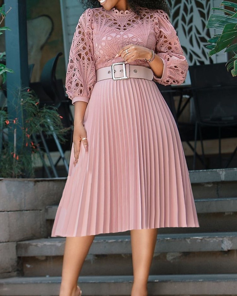 Damen Midikleid Partykleid Cocktailkleid Satinkleid Elegantes Kleid Elegant Romantisch Party Geburtstag Abendgesellschaft Normale Passform Einfach Langarm Rundhalsausschnitt Schwarz Weiß Rosa Rosa 2025 - $71.99 –P1