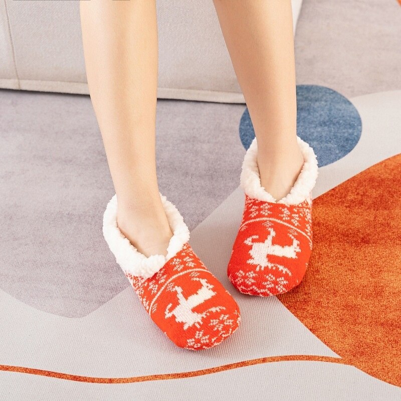 Damskie skarpetki podłogowe z wzorem gwiazdek, grube bawełniane pluszowe kapcie na zimę do domu lub do spania, ciepłe, wygodne, antypoślizgowe skarpetki do noszenia w domu 2026 - $12.99 –P14