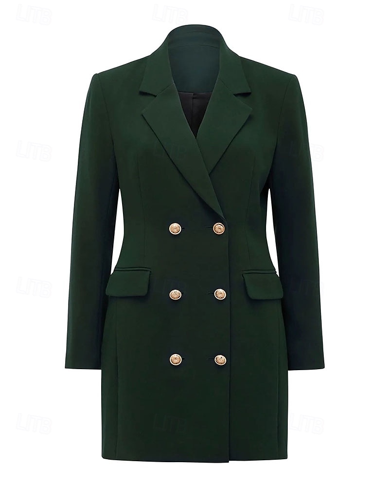 Per donna Mini Abito Abito blazer Moda Moderno Ufficio Uscire Vestibilità regolare Semplice Manica Lunga Scollo a V Nero Verde militare Primavera Autunno del 2026 a $36.99 –P5
