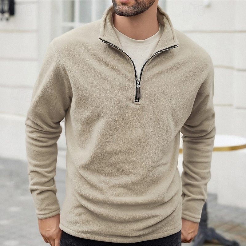 Homens Moletom Moletom de lã Moletom com zíper Preto Roxo Cáqui Café Verde Claro Meio Zíper Tecido Quarter Zip Desportos e Ar livre Diário Feriado Poliéster Roupa de rua Básico Casual Outono Inverno de 2026 por $26.99 –P18