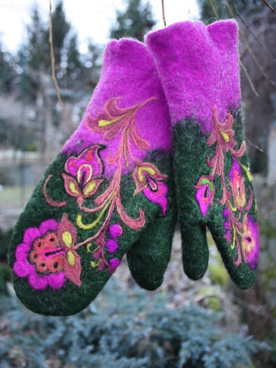 Women's 1 Pair Fingerless / Fingertips / Winter Gloves Active / Outdoor Gloves - Flower Print 2026 - $23.99 –P2