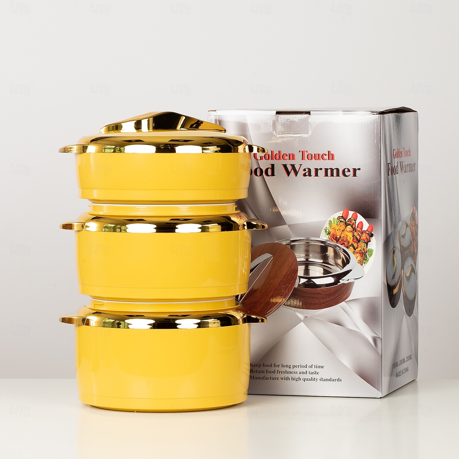 Conjunto de aquecedor de alimentos Touch, 3 peças, caçarola térmica com tampas, recipiente isolado em aço inoxidável para alimentos quentes/frios, utensílio de cozinha antiaderente, revestimento de 2026 por $144.99 –P5