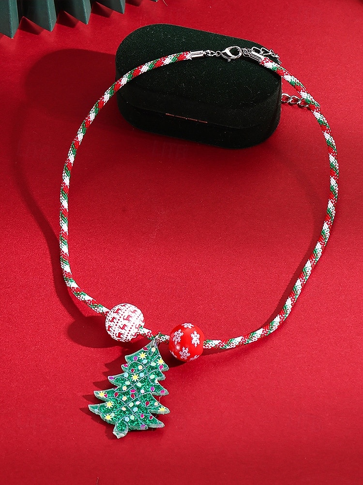 Női karácsonyi ajándék nyaklánc, ötvözet és akril anyagból, színes gyöngyök ünnepi medálokkal, tökéletes ünnepi kiegészítő partikra és összejövetelekre 2025 - $9.99 –P7