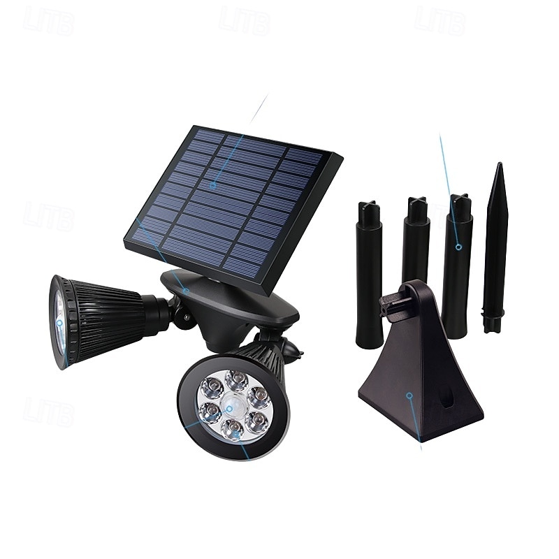 Уличные солнечные светильники с функцией движения, солнечные прожекторы, режим постоянного включения или с датчиком движения, охранное освещение от заката до рассвета, ландшафтные прожекторы для 2026 - $62.99 –P2