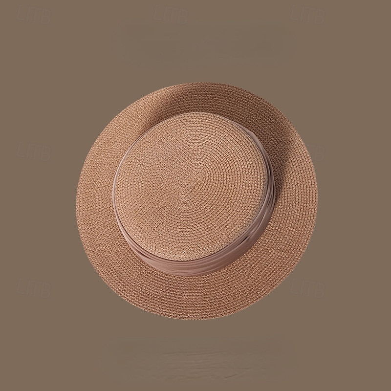 Hatter Strå Stråhatt Bryllup Te Fest Hesteløp cocktail Elegant Årgang Solbeskyttelse Med Glat Hodeplagg Hodeplagg 2025 - $14.99 –P5