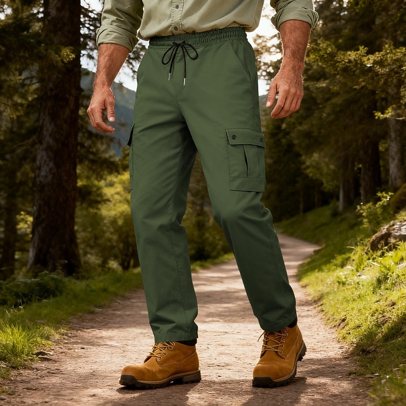 Homme Pantalons Cargo Pantalons Multi-poches Taille élastique avec cordon de serrage Uni Portable Extérieur Quotidien Camping & Randonnée Mode Classique Noir Vert Véronèse de 2026 ? $21.99 –P14