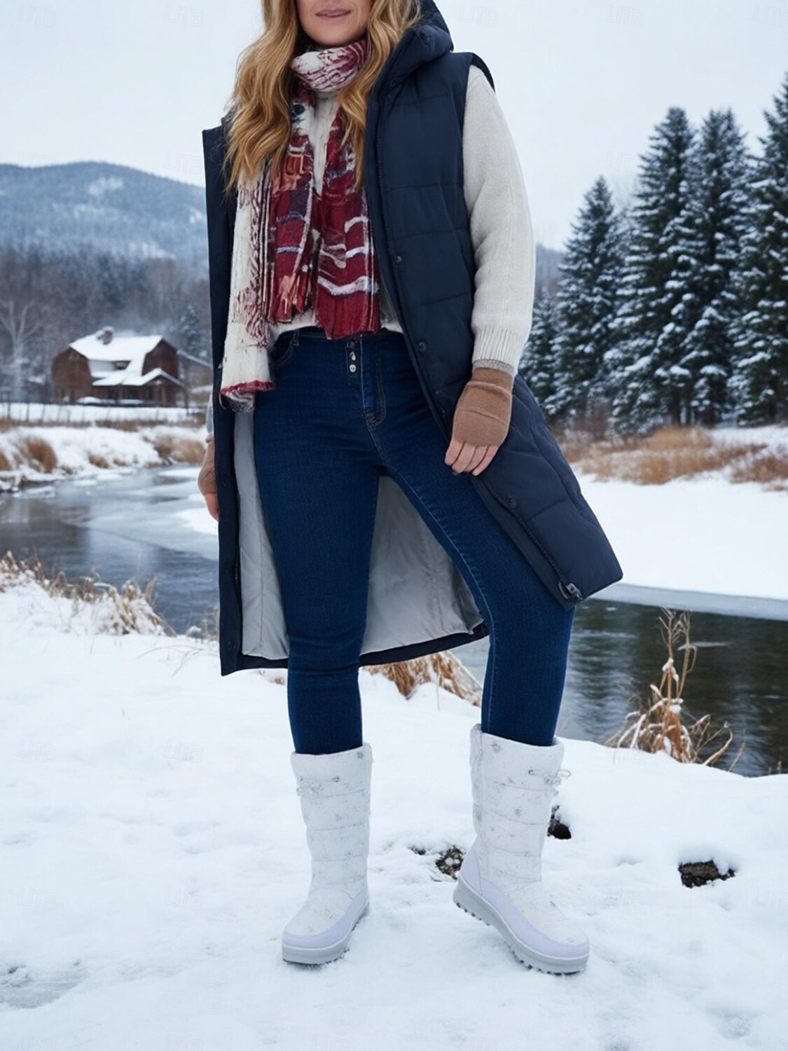 женские белые зимние ботинки – водонепроницаемые теплые зимние ботинки со снежинками, нескользящая подошва для зимних прогулок и поездок на природу 2026 - $46.99 –P5