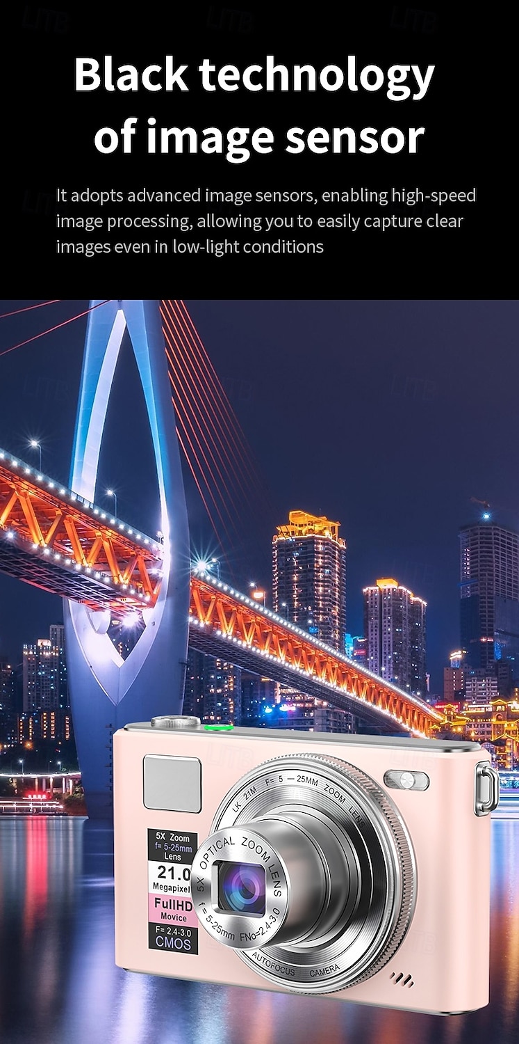 Uusi 4k fhd -digikamera 64 gigatavun muistikortilla vuodelta 2025, kompakti, pieni ja edullinen ladattava valokuvauskamera, 64 megapikselin automaattitarkennuskamera, erittäin sopiva aloitteleville 2026 - $117.99 –P6