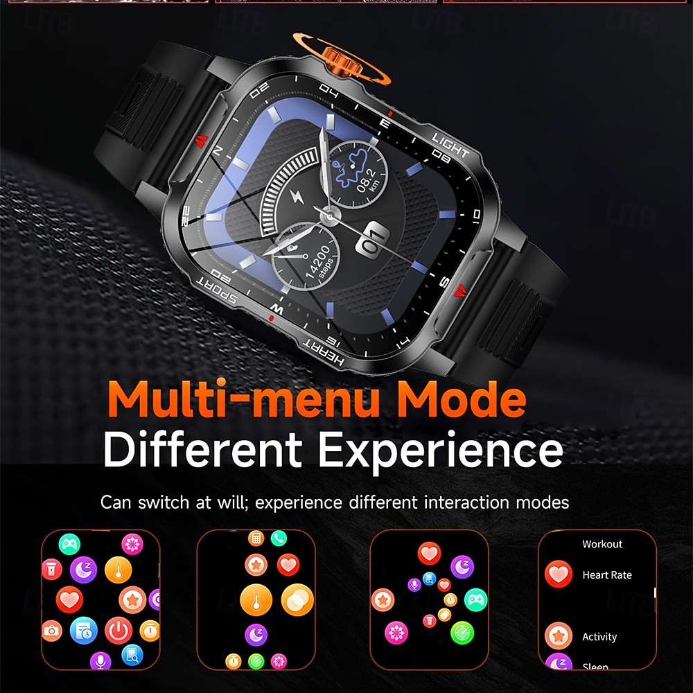 Nowy globalny smartwatch 2,01 cala, 1100 mAh, duża bateria, kompas LED, męski zegarek sportowy do użytku na świeżym powietrzu, asystent głosowy, połączenia bezprzewodowe 2025 - $37.99 –P8