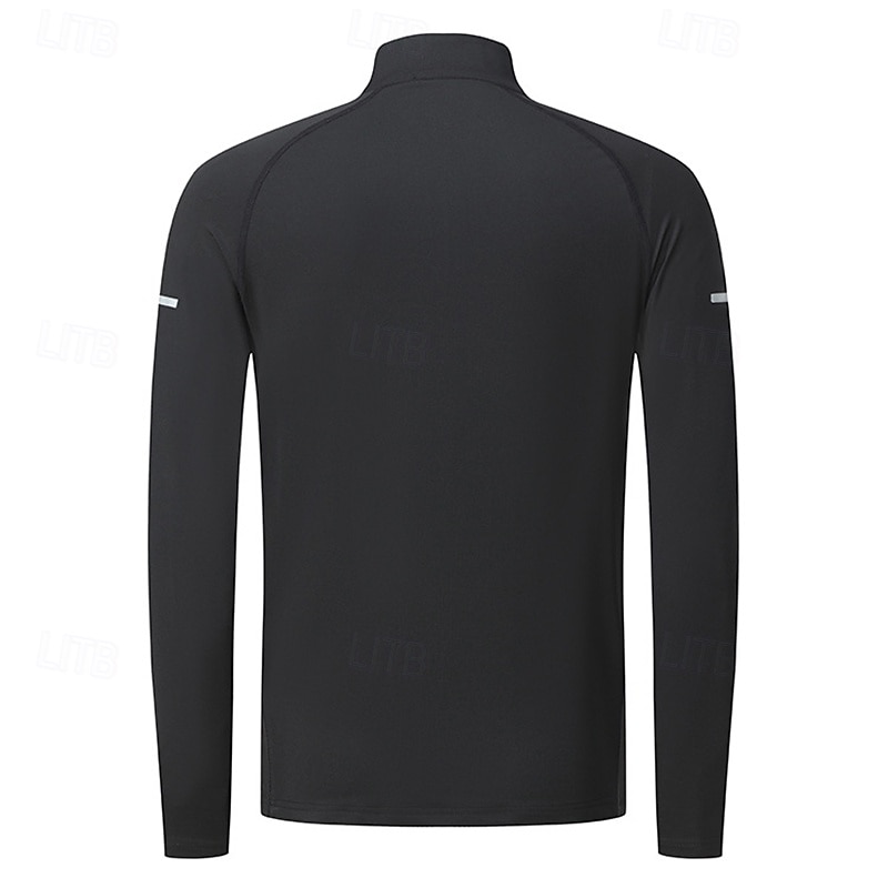 Ανδρικά Μονόχρωμο Tricou de Alergat Πουκάμισο γυμναστικής Αθλητική κορυφή Φθινόπωρο / Χειμώνας Τρίμηνο φερμουάρ Μακρυμάνικο Ένδυση γυμναστικής και άθλησης Moale Αναπνέει 2026 - $27.99 –P8