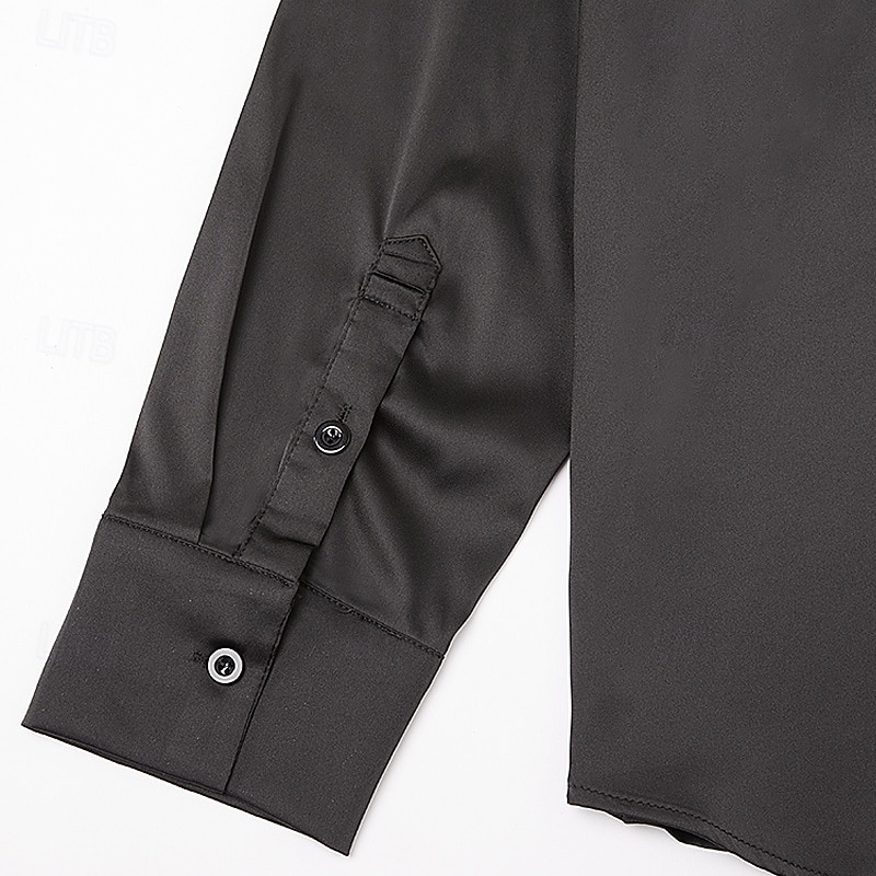 Per uomo Camicia Come la seta Camicia in raso Camicia casual Semplice Formale Matrimonio Argento Nero Oro Verde Manica Lunga Bavero Primavera & Autunno Tutte le stagioni Abbigliamento Arricciato del 2026 a $10.99 –P4