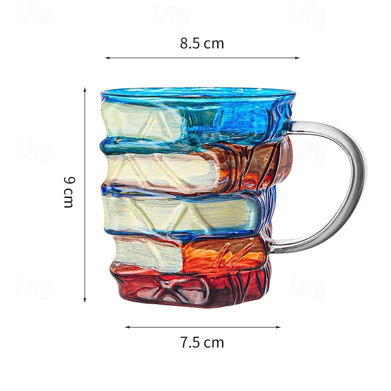 Taza con forma de libro pintado, original taza de café con libros pintados en 3D, regalo navideño, taza de café única de cristal con forma de libros apilados, regalo ideal para coleccionistas, lectores, bibliotecarios y amantes de la literatura. 2026 - $16.99 –P4