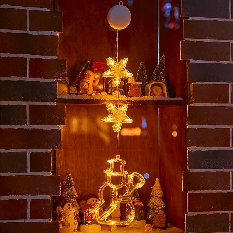 Luz de Janela de Natal 1PC com Bateria Luz de Cortina Branca Quente Suspensa com Ventosa Luz de Árvore de Natal e Estrela para Decoração de Janela em Festa de Natal e Ano Novo de 2025 por $11.99 –P14